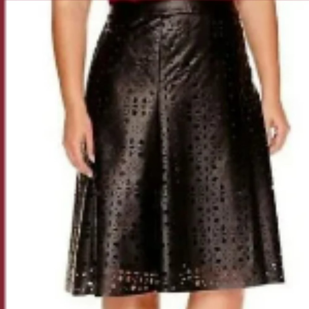 Worthington Faux Leather Cut Out Skirt